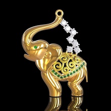 indian elephant pendant jewelry gold printable diamond gem jewel jewellery 3dmodel prototype brilliant 3dprint cnc milling printing 3d print bishop pendants 3d print model - Mito3D
