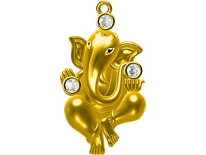 indian ganesha pendant diamond bezel setting beautiful style jewelry pendants 3d print model - Mito3D