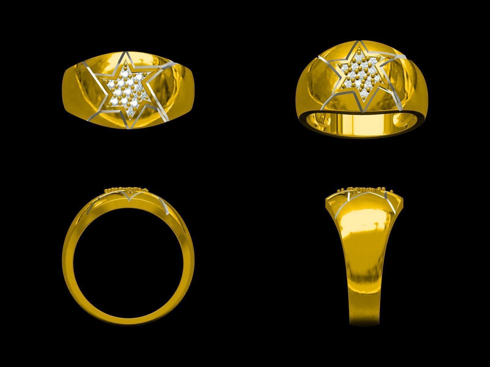 indien, bijoux design or d'argent fantaisie anneau bague en diamant messieurs de l'anneau mode imprimable engagem mariage pierre cad les anneaux 3D print model - Mito3D