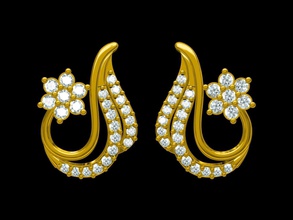 indischen Schmuck-design Schmuck Luxus gold scheint Silber sterling bedruckbar ist Juwel engagement Hochzeit drucken Mode-Schönheit kostbar Ohrringe 3d print model - Mito3D