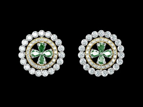 indischen Schmuck-design Schmuck butti earing gold Silber diamond fancy Damen jewelcad cad design Juwel bedruckbar ist engagem Ohrringe 3d print model - Mito3D