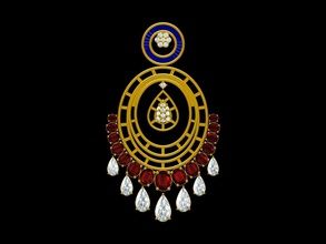 indiano di design del gioiello gioielli aratura cad gemme stampabile diamante argento oro engagem matrimonio orecchino moda e bellezza gli orecchini 3d print model - Mito3D