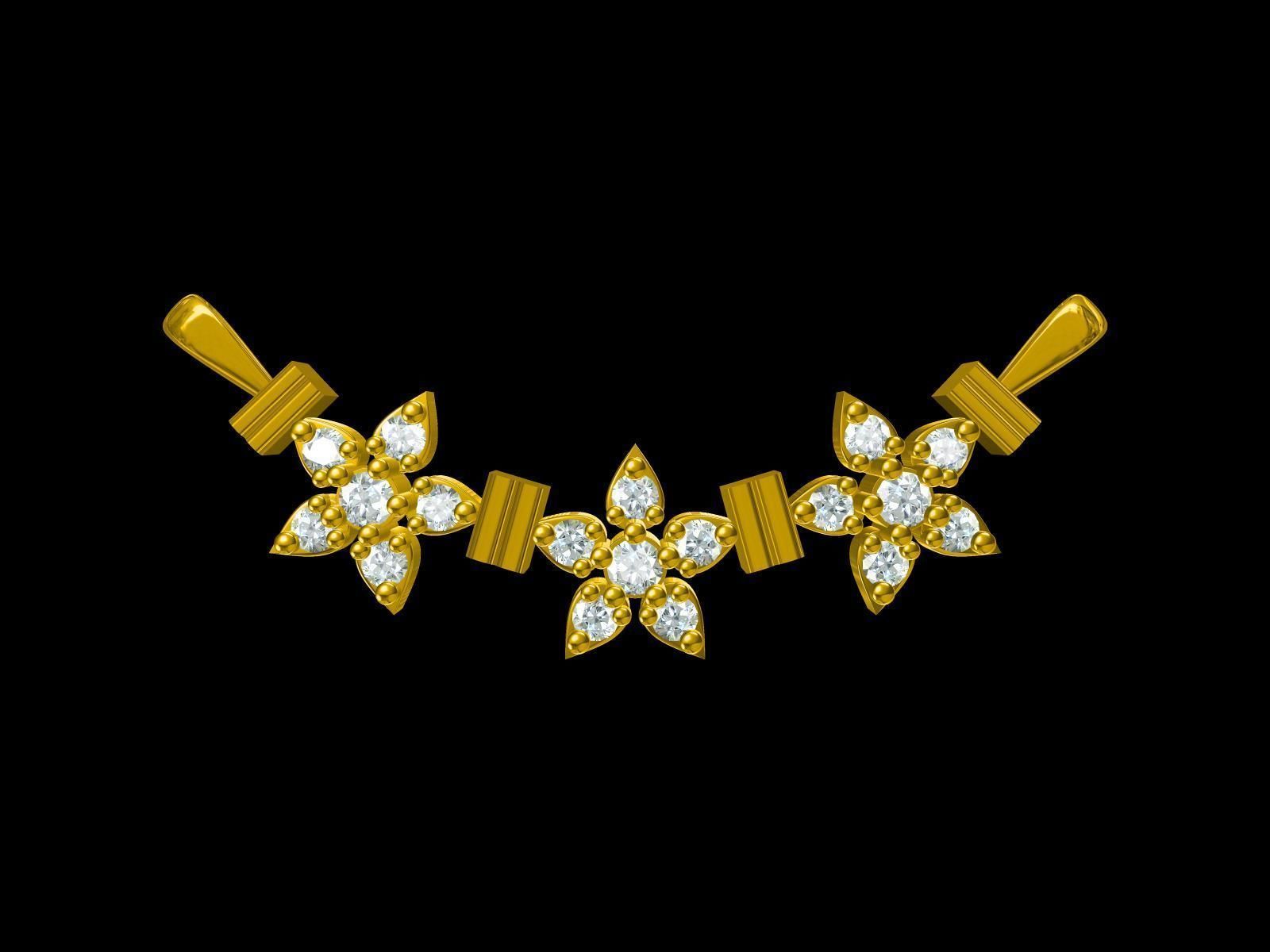 indian jewellery design jewelry jewel cad printable diamond pendent gold white fancy pendants 3D print model - Mito3D