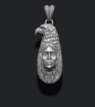 indian native man eagle pendant wildwest aboriginal america american head hunt indians jewellery jewelry ritual tribe necklace igl igle obj plains zbrush nomad pendants 3d print model - Mito3D
