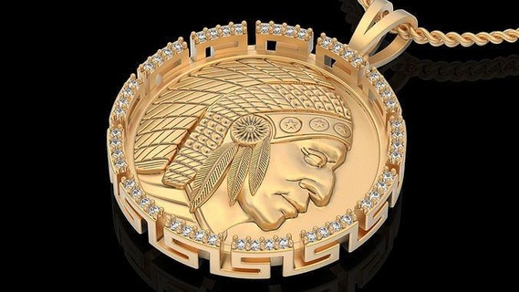 indisch Anhänger versace Gold druckbar Schmuck Ring Mode Diamant Juwel Luxus Design Halskette Kunst drucken Sterling Logo 3d print model - Mito3D