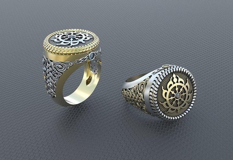 indian ring chakra ornament india ironwork riligion lattice buda silver gold forged fashion art grille iron cast ornamental mausoleum enclosure jewelry rings 3d print model - Mito3D