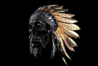 indian skull jewelry miniatures leader chief bellwether fugleman ringleader apache games toys 3d print model - Mito3D