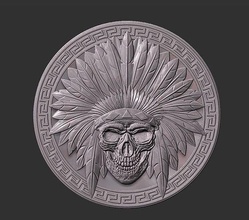 indian skull native medallion jewel jewelry pendant necklace statue sculpture stl symbol skeleton death devil bas relief cnc printable art sculptures 3d print model - Mito3D
