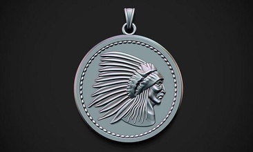 indian small pendant red native tribe american history pride head main cheif coin circle jewelry pendants 3d print model - Mito3D