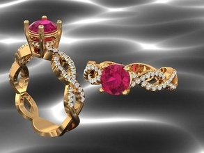 Indien style anneaux svelte élégant bijoux platine or argent gemme diamant bague sterling luxe mode brillant précieux imprimable doigt saphir rubis 3d print model - Mito3D