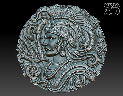 hintli savaşçı basrelief 01 240901 hindistan adam antik cnc baskı rahatlama dekor takı artcam sanat gravür oyulmuş ağaç işleri kolye 3d print model - Mito3D