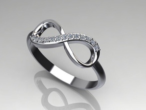 infini em précieux femme diamant bague 3d l'amour fille 3dprinted mode or bijou bijoux impression imprimable prototypage anneaux 3d print model - Mito3D