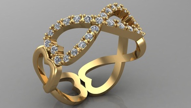 unendlich Herz Ring Gold Silber Mode leuchtenden Hochzeit Engagement Diamant Juwel brillant Schmuck Geschenk Seegold druckbar Valentinstag Frauen Frau Liebe Ringe 3d print model - Mito3D