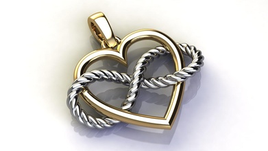 infinito amore cuore pendente oro gioielleria stampabile gioiello platino argento ciondoli collana lusso San Valentino prezioso cavo moda 3d print model - Mito3D