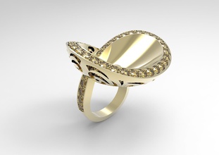 infinity cocktail ring printable jewelry gold silver platinum fashion gem diamond stl 3dm jewellery precious prototyping jewel rings valentine moebius 3d print model - Mito3D