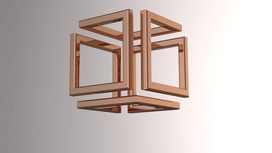 infinito cubo illusione geometrico forma geometria dado simbolo astratto metallo 3d stampabile manifatturiero voxel arte 3d print model - Mito3D