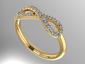 infinity anel de diamante jóias printable o infinito ouro anéis 3d print model - Mito3D