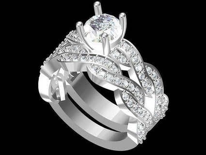 Unendlichkeit Engagement Ring Schmuck Ringe Gold druckbar Diamant Silber Hochzeit Juwel Mode Design 3d print model - Mito3D