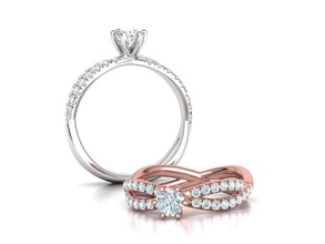 infinidade noivado anel diamante 3dmodel torção francês pavimentar solitário imprimível brilhante configuração joalheria delicado 4mm 3d print model - Mito3D