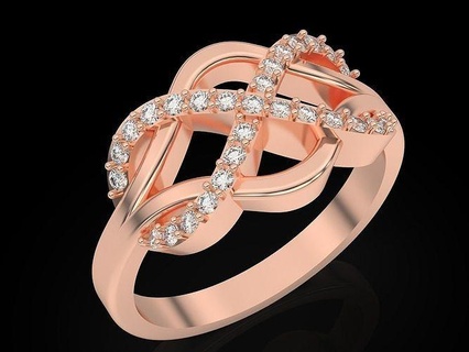 Unendlichkeit Mode Engagement Ring Silber Gold Herz Ringe druckbar Schmuck Hochzeit Diamant Schönheit brillant Sterling Platin 3d print model - Mito3D