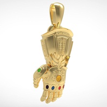 infinity gauntlet marvel dc thanos gold silver jewelry jewellery 3d pendant iron man spider sterling pendants printable gem 3d print model - Mito3D