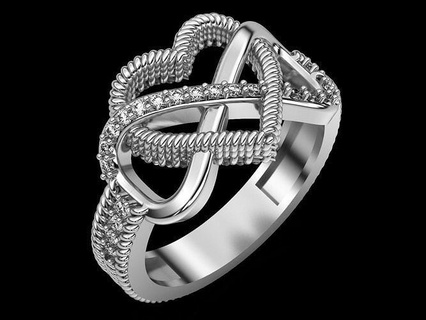 infinito cuore moda Fidanzamento squillare argento oro anelli stampabile gioielleria nozze diamante bellezza brillante sterlina platino 3d print model - Mito3D