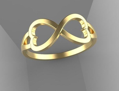 infinity love ring jewelry gold silver hearts twohearts infinitylove shining printable symbol rings 3d print model - Mito3D