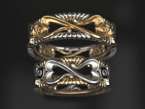 l'infini de l'amour anneaux mariage - original bijoux éternel couronne fleurs les cœurs symbole la bande l'anneau famille ornement enemal bicolore confortable lumière l'espace design 3d print model - Mito3D