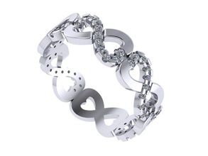 infinity pandora love ring jewelry design printable jewel brilliant gold 8 hearts 3d cad rhinoceros matrix popular milling wealth rings 3d print model - Mito3D