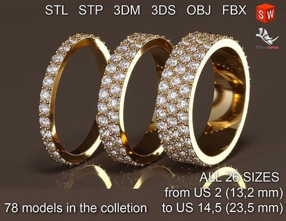 infini anneaux pack sceau bijoux bijou paquet mode beauté apparaître or femmes unisexe constructeur belle conception argent platine diamant zircon zircone 3d print model - Mito3D
