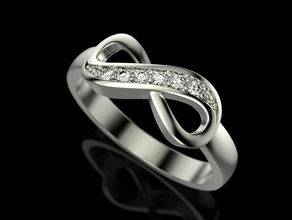 infinity-Ringe Schmuck infinity drucken 3dprinted bedruckbar ist Ringe design ring Juwel golden Mode printabl gold prototyping Silber 3d print model - Mito3D