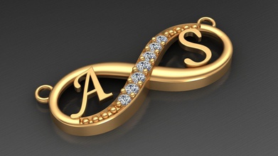 sonsuzluk harf altın elmas kolye yazdırılabilir s takı mücevher gem moda bilezik insanlar insan nişan düğün yüzük mektup 3d print model - Mito3D
