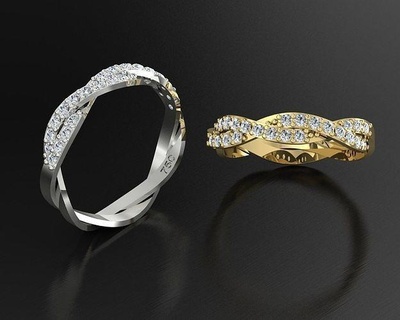 infinity twist diamond bridal ring engagement rings jewelry gold printable silver jewel wedding gem royaldesign royldesign2018 fashion white 3d print model - Mito3D