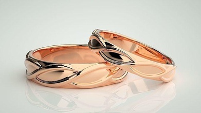 infinidade onda avião ouro casal banda anel 3dm stl render casamento noivado jóias imprimível jóia diamante joalheria argolas noiva noivo bandas 3d print model - Mito3D