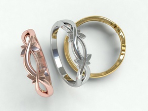ingmodel139 - papillon de la symétrie bijoux fleur feuille le végétal l'anneau les anneaux joyau d'impression l'engagement mariage accessoires or d'argent stl platine précieux brillant 3d print model - Mito3D