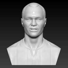 iniesta busto 3d escultura mano impresión modelo fcb barcelona andres fútbol bote arte esculturas 3d print model - Mito3D