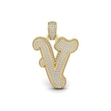 v initial capital fancy 3d model render jewel gem engagement wedding jewellery diamond printable ring gold jewelry engagem fashion sterling white brilliant solitaire beauty rings pendants 3d print model - Mito3D