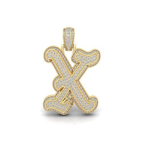 x initial capital fancy 3d model render jewel gem engagement wedding jewellery diamond printable ring gold jewelry engagem fashion sterling white brilliant solitaire beauty rings pendants 3D print model - Mito3D