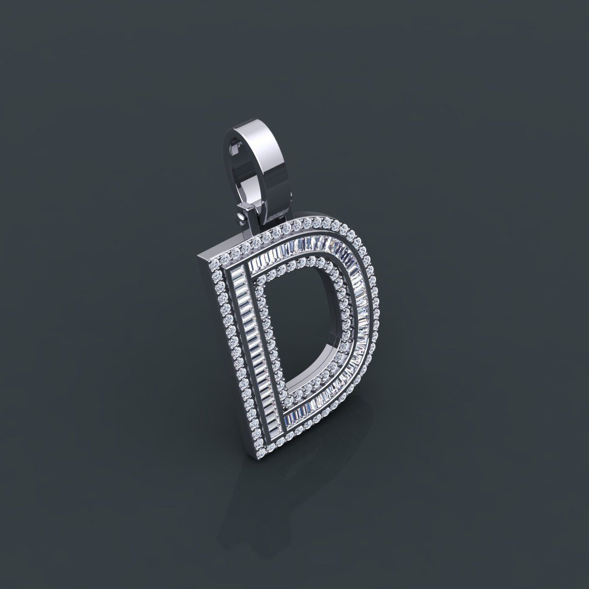 initiale douane bijou engagement mariage bijoux diamant bague argent or engagem mode blanc sterling gemme pendentif collier beauté anneaux pendentifs 3D print model - Mito3D