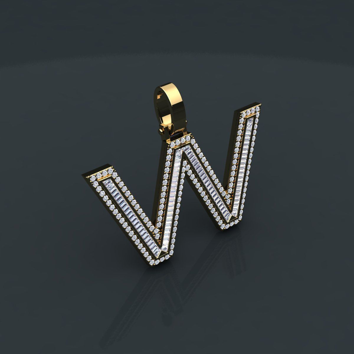 initiale Douane bijou engagement mariage bijoux diamant bague argent or engagem mode blanc sterling gemme pendentif Collier beauté anneaux pendentifs 3D print model - Mito3D