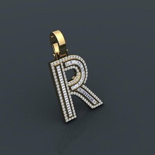 initial custom pendent r jewel engagement wedding jewellery diamond ring silver gold jewelry engagem fashion white sterling gem pendant necklace beauty rings pendants 3d print model - Mito3D
