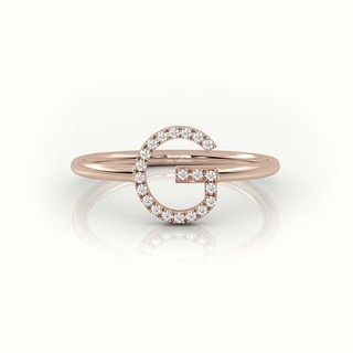 initiale bague Taille 54 professionnel rendus bijoux anneaux or diamant imprimable bijou initiales mode 3d modèle 3d print model - Mito3D