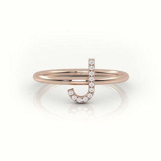 initiale bague Taille 54 professionnel rendus bijoux anneaux or diamant imprimable bijou alphabet mode gemme engagement mariage goujat 3d print model - Mito3D