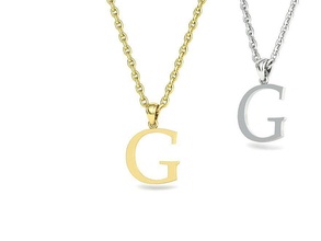 initial letter necklace printable 3dmodel pendant jewelry fashion alphabet cad usa canada europe france uk mexico italy necklaces 3d united 3d print model - Mito3D