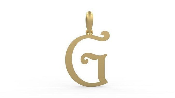 initial letters pendant harrington g necklace font letter silver gold diamond printable diamonds jewel jewellry woman gem alphabet abc language love jewelry pendants 3d print model - Mito3D