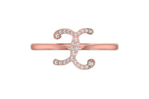 inicial alfabeto anillo 3dm stl obj fbx detalles joyería joya anillos oro diamante imprimible Moda canalla elegante diseño compromiso Boda plata 3d print model - Mito3D