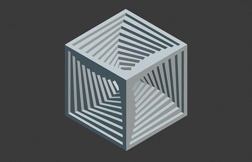 interno spirale vortice cubo Tesseract frattale ruotato concentrico astratto matematico infinito scultura futuristico ipercubo simbolo stampabile sculture arte 3d print model - Mito3D