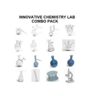 innovative chemistry lab - combo pack scientific hospital medical anatomy science laboratory tubes flask beaker glass equipments microscope instrument test tube equiments 3d print design school education biology 3d print model - Mito3D