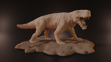 inostrancevia gorgonopsid dinozor sürüngen hayvan yaratık kertenkele canavar tarih öncesi nesli tükenmiş dino doğa türler etobur yırtıcı jurassic kalıcı 3dprint model kopya müze bilim biyoloji 3d print model - Mito3D