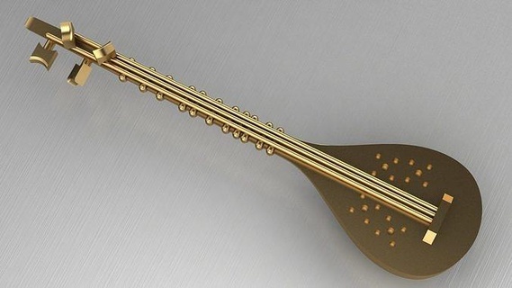 instrument pendentif or nature accessoire d'or beauté femme mode argent conception musical sterling belle imprimable spa Collier guitare art bijou bijoux pendentifs 3d print model - Mito3D